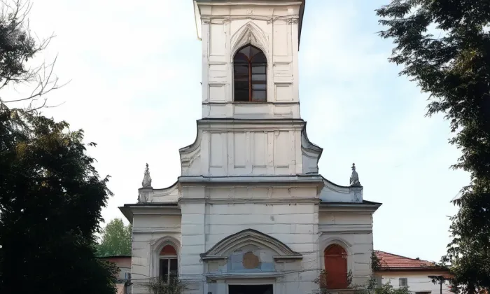 evangelický kostel v Nymburce – akvarel