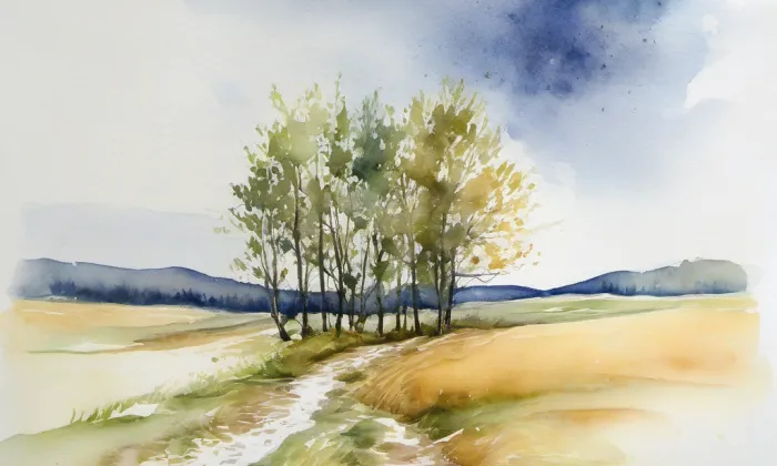 evangelický kostel v Soběslavi – akvarel