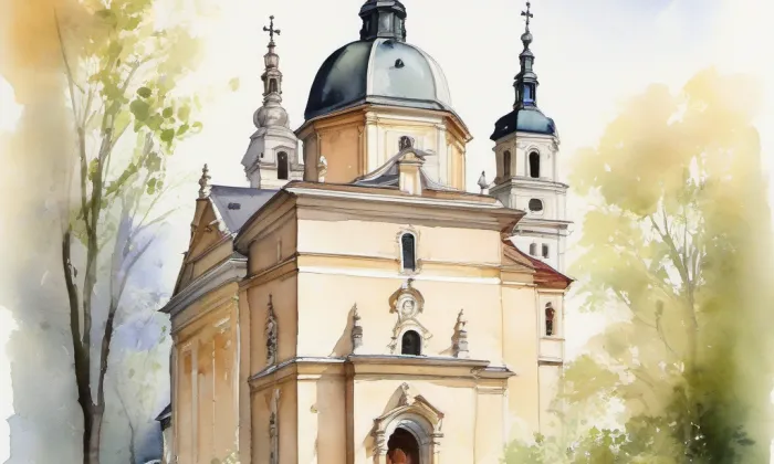 Františkánský klášter v Hejnicích – akvarel