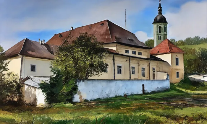 Františkánský klášter v Kadani – akvarel