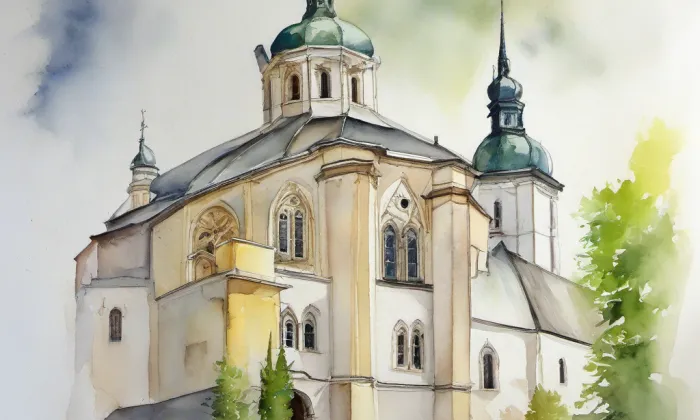 Hřbitovní kaple svatého Prokopa – akvarel