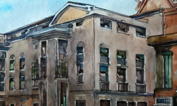 Hlávkova kolej – akvarel