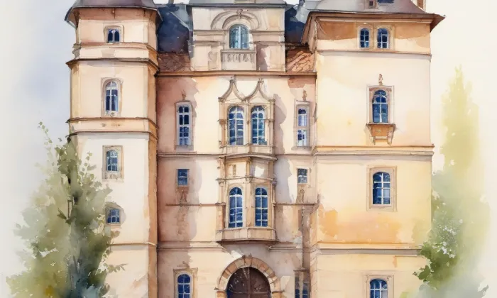 hrad Mladá Boleslav – akvarel