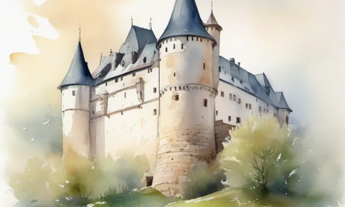 hrad Nové Hrady – akvarel