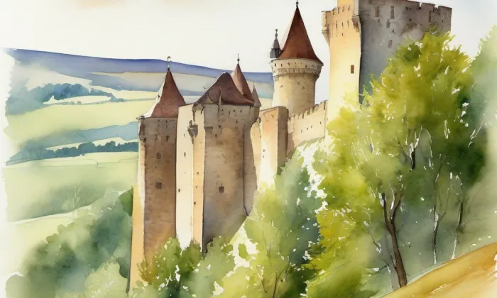 Hrad Přibyslav – akvarel
