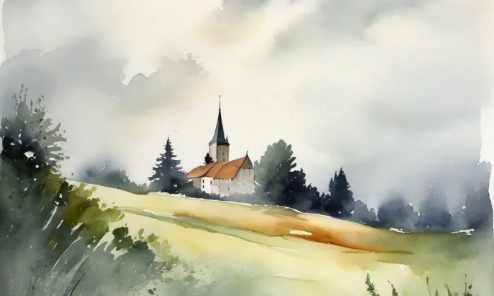Hukovice (Bartošovice) – akvarel