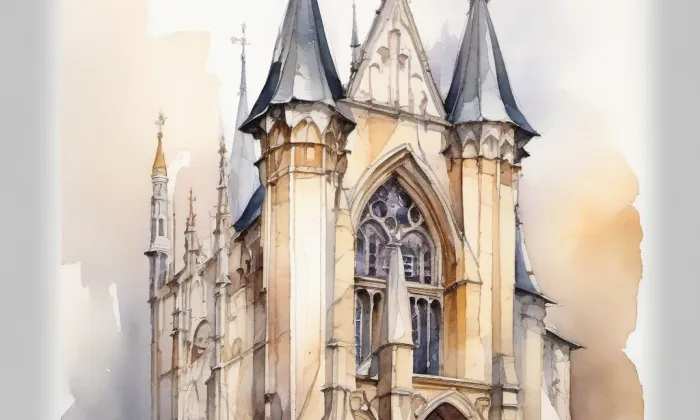 Husův sbor v Nové Pace – akvarel