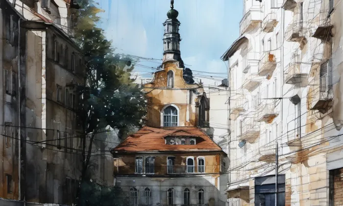 Husova (Staré Brno) – akvarel