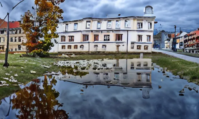 jezový most a zdymadlo Miřejovice – autumn