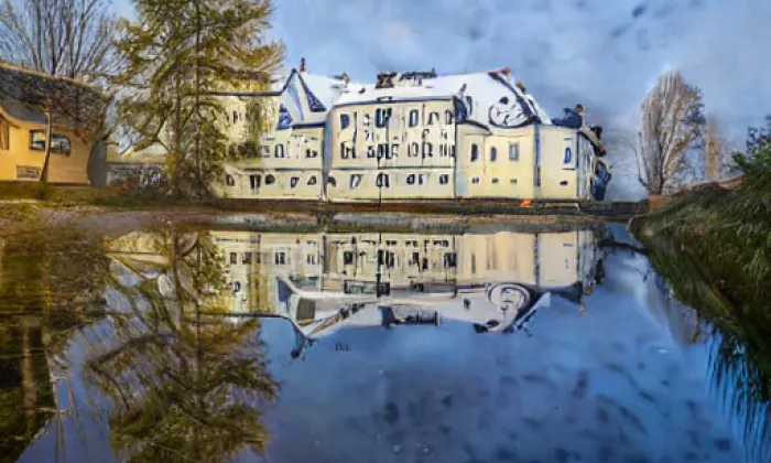 jezový most a zdymadlo Miřejovice – winter