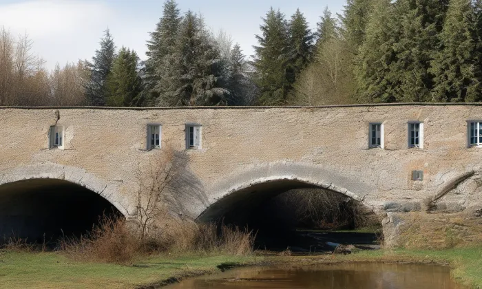 kamenný most přes Stržský potok ve Světnově – winter