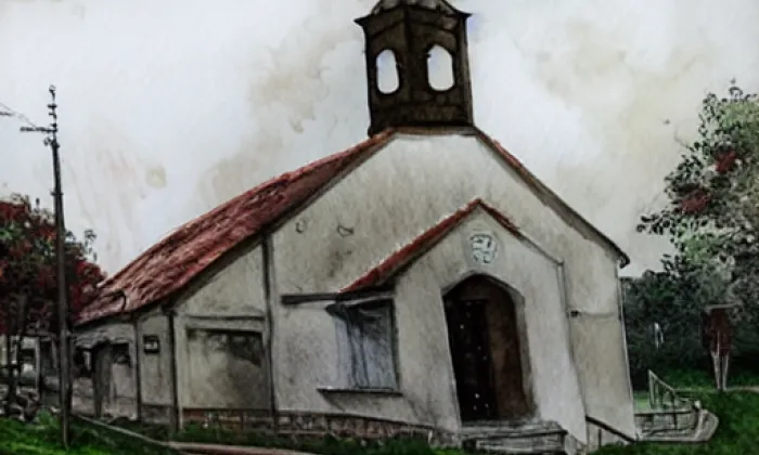 kaple Andělů Strážných (Encovany) – akvarel