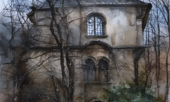 kaple Anděla Strážce (Jílové) – akvarel