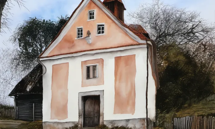 kaple Narození svatého Jana Křtitele (Trávník) – akvarel