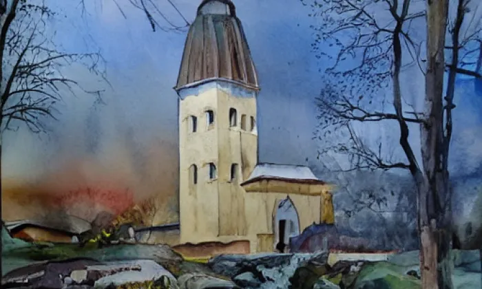 kaple svaté Barbory (Olomouc) – akvarel