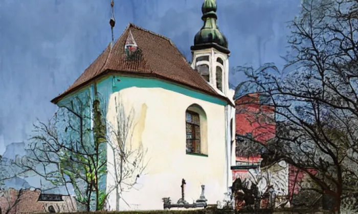 Kaple svatého Floriana (Tulešice) – akvarel