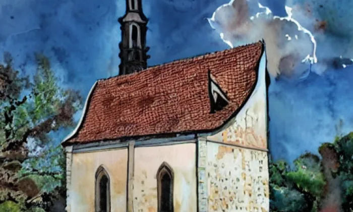 kaple svatého Jana a Pavla (Oploty) – akvarel