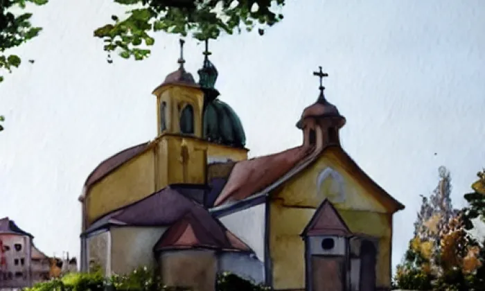 kaple svatého Jana Nepomuckého (Chvalín) – akvarel