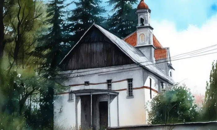 kaple svatého Jana Nepomuckého (Dobrná) – akvarel