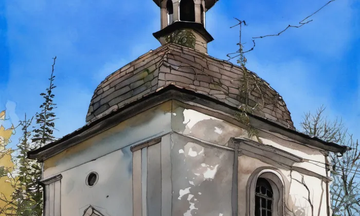 kaple svatého Jana Nepomuckého (Plandry) – akvarel