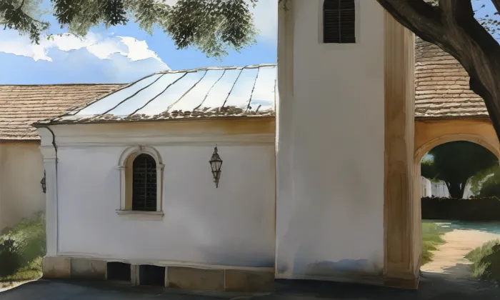 kaple svatého Petra a Pavla (Biskoupky) – akvarel