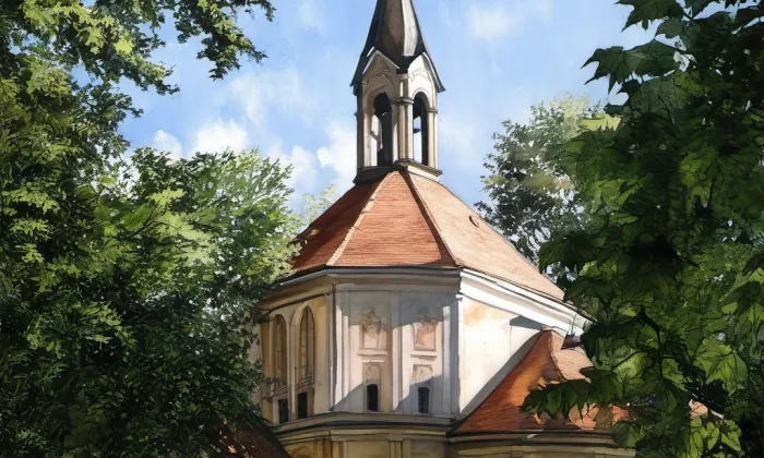 kaple svatého Rocha (Hustopeče) – akvarel