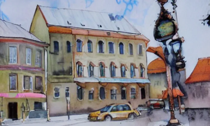 Klášter boromejek – akvarel