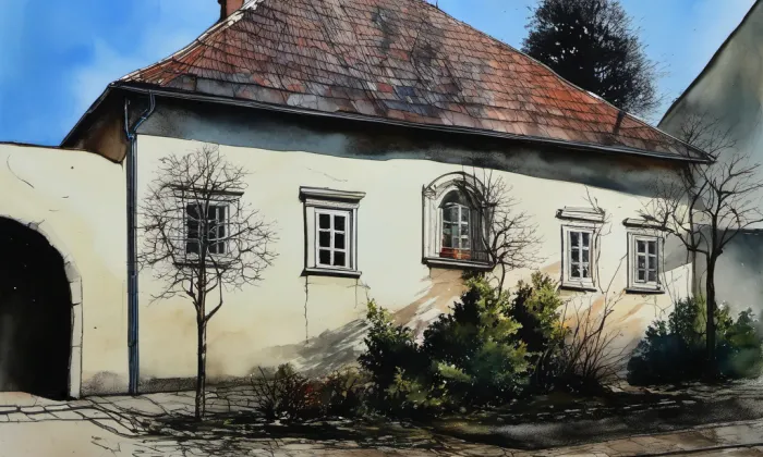 Klášter františkánský – akvarel