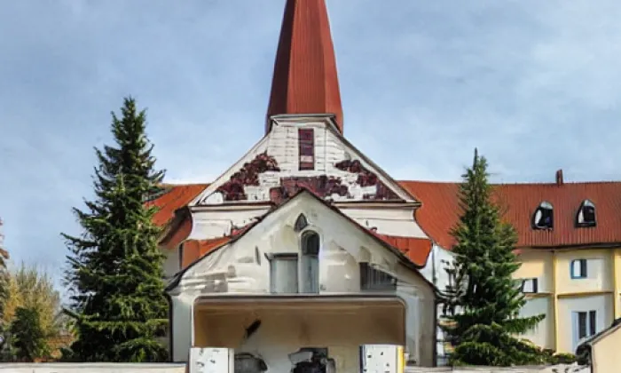 kostel Božského srdce Páně (Rajhrad) – akvarel