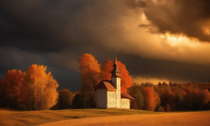 Kostel Nanebevzetí Panny Marie (Petrovice) – autumn