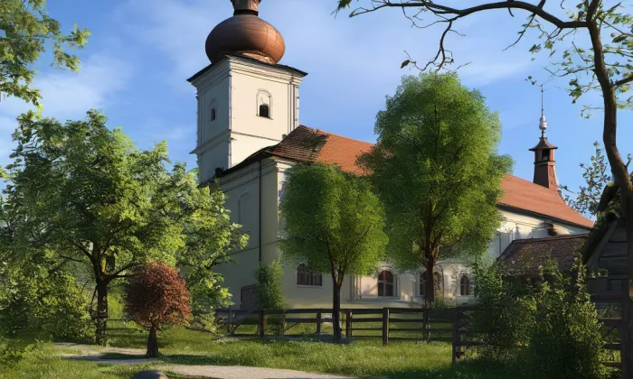 Kostel Nanebevzetí Panny Marie v Horním Jiřetíně – noc