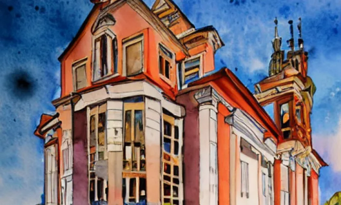 Kostel Nanebevzetí Panny Marie ve Staré Boleslavi – akvarel