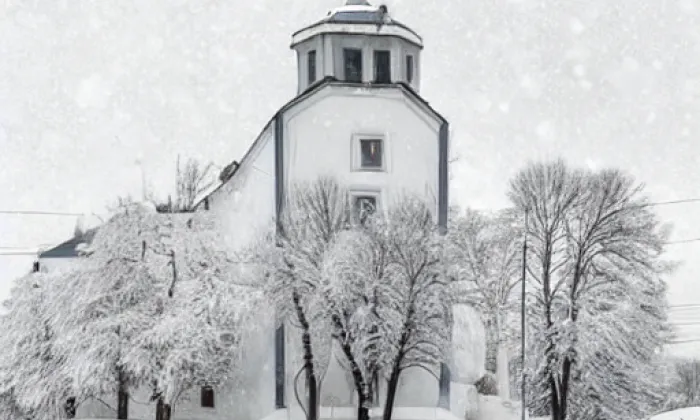 Kostel Narození Panny Marie (Běrunice) – winter