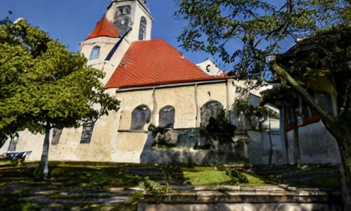 Kostel Narození Panny Marie (Buškovice) – akvarel