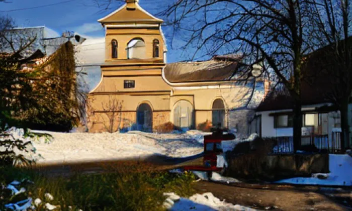 Kostel Narození Panny Marie (Buškovice) – winter