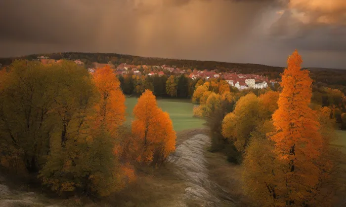 Kostel Narození Panny Marie (Hýskov) – autumn