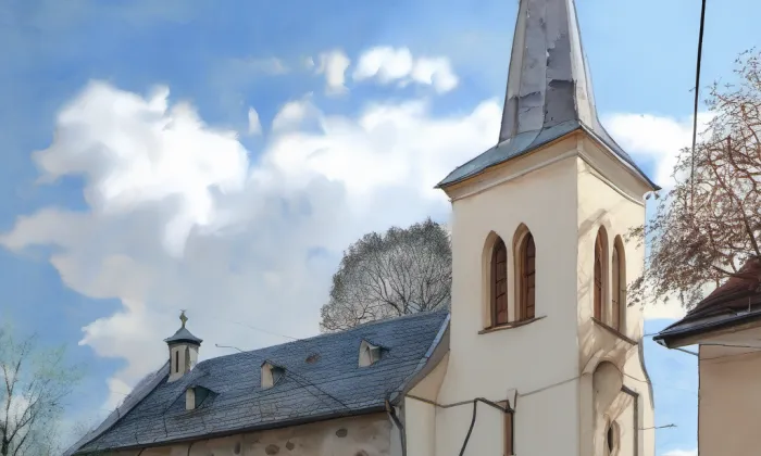 Kostel Narození Panny Marie (Klášter Hradiště nad Jizerou) – akvarel