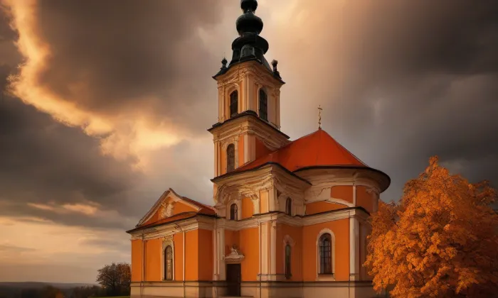 kostel Narození Panny Marie (Kotouň) – autumn