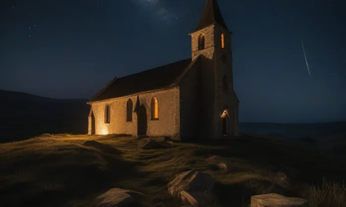 kostel Navštívení Panny Marie (Běšiny) – noc