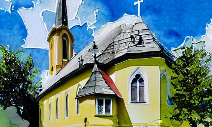 Kostel Navštívení Panny Marie (Rudné) – akvarel