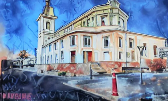 Kostel Nejsvětější Trojice (Chrást) – akvarel