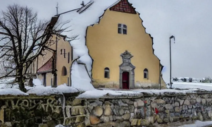 kostel Nejsvětější Trojice (Horní Dunajovice) – winter