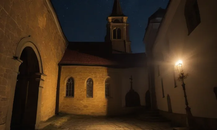 Kostel Nejsvětější Trojice (Střekov) – noc