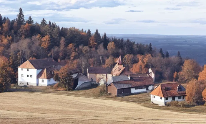 Kostel Neposkvrněného početí Panny Marie (Hojsova Stráž) – autumn