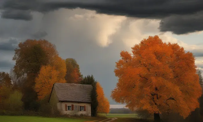 Kostel Panny Marie Bolestné (Přední Ptákovice) – autumn