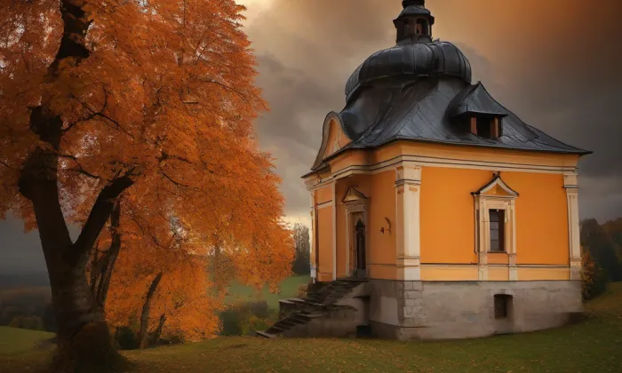 Kostel Panny Marie Pomocné (Bruntál) – autumn