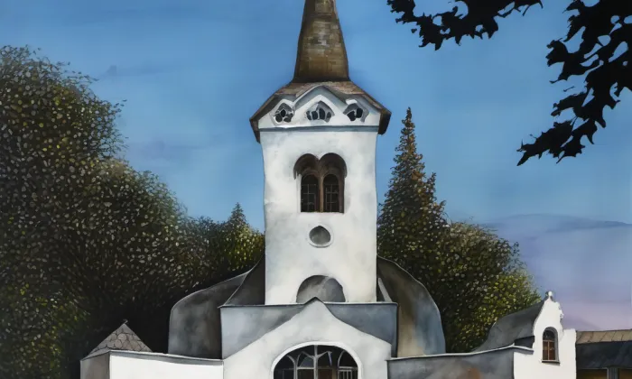 Kostel Panny Marie Pomocné (Zlaté Hory) – akvarel