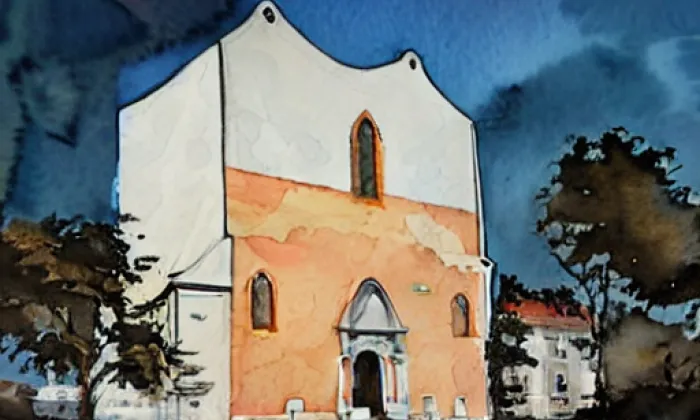 kostel Panny Marie Vítězné (Moravský Žižkov) – akvarel