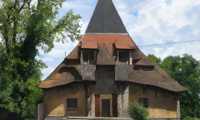 Kostel Povýšení svatého Kříže (Chuchelna) – akvarel