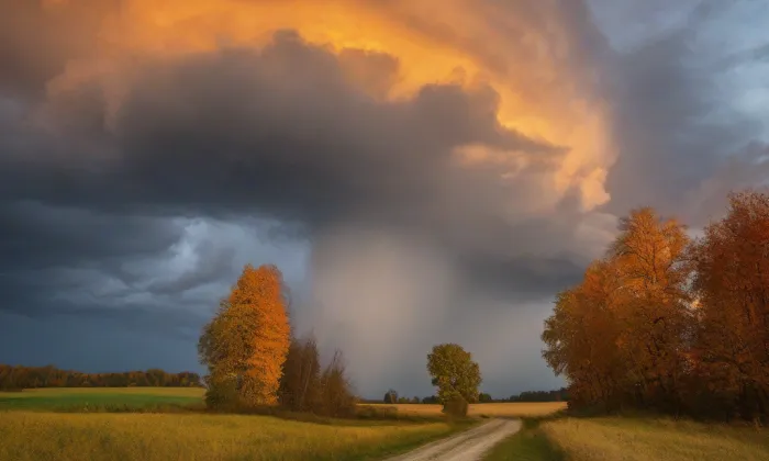 kostel Povýšení svatého Kříže (Honbice) – autumn